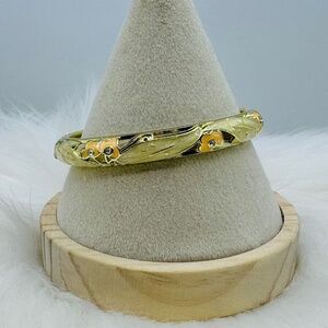 Apricot Floral Enamel Cloisonne Bracelet Bangle